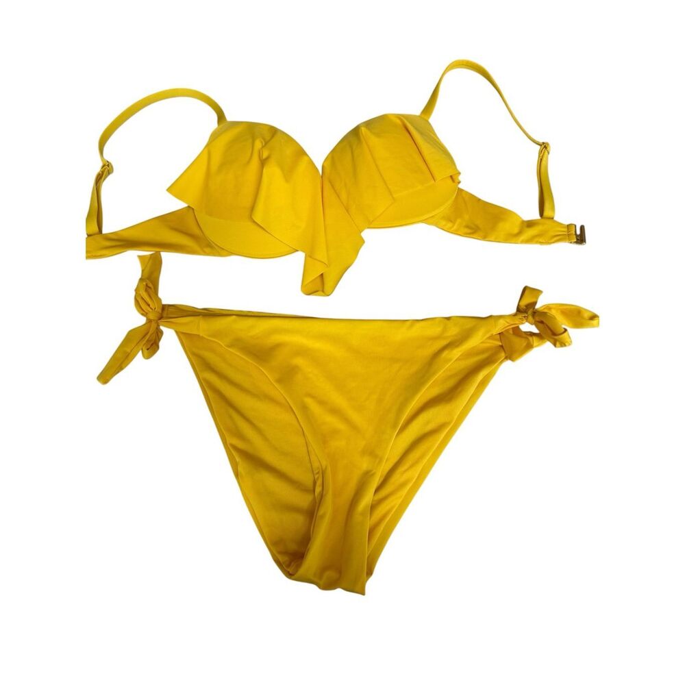 Calzedonia Cobey vibrant yellow two-piece bikini set push-up top sz S NWOT